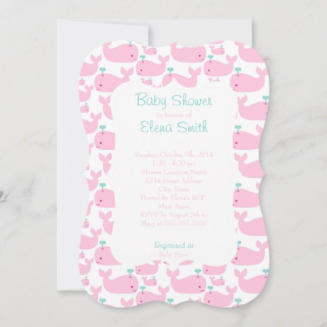 Rosa valbaby shower inbjudningar (Framsida)