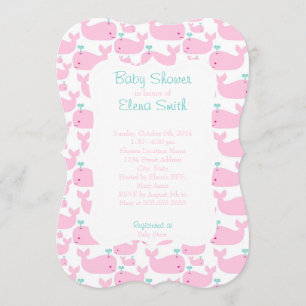 Rosa valbaby shower inbjudningar