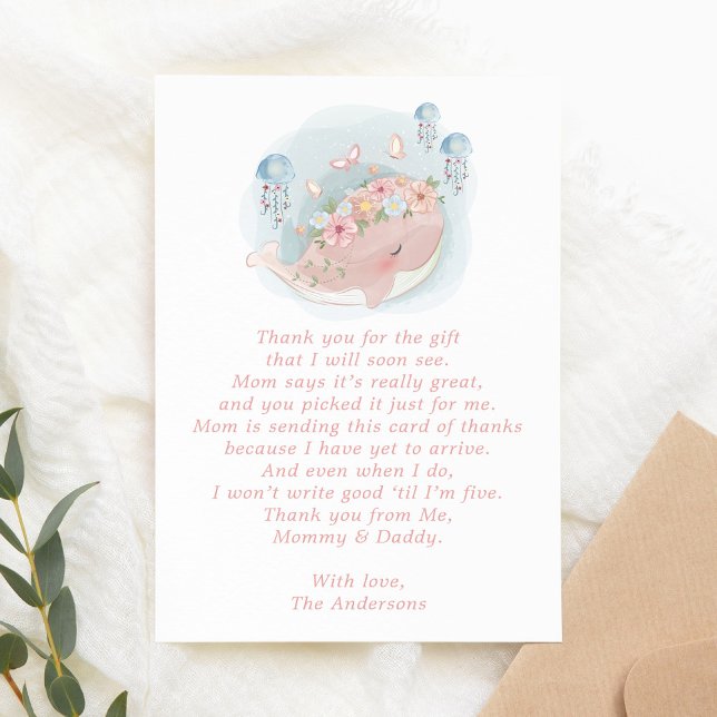 Rosa valbaby shower tackkort tack kort (Skapare uppladdad)