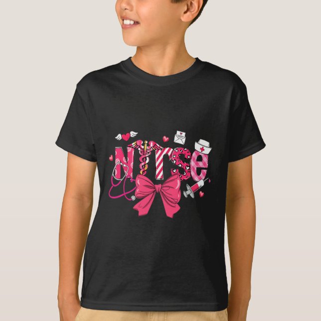Rosa valentin sjuksköterska kokett båge cupids fav t shirt (Framsida)
