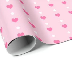 Rosa Valentindagen Hearts and Dots Mönster Presentpapper