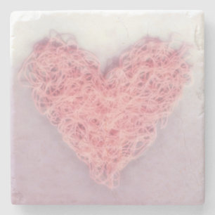 Rosa Valentindagen Woolen Yarn Knitting Heart Stenunderlägg
