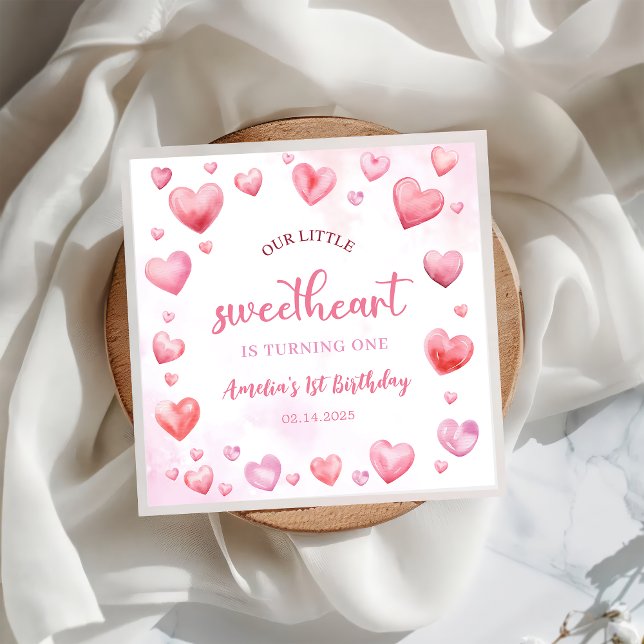 Rosa Valentine Baby Birthday Pappersservett (Skapare uppladdad)