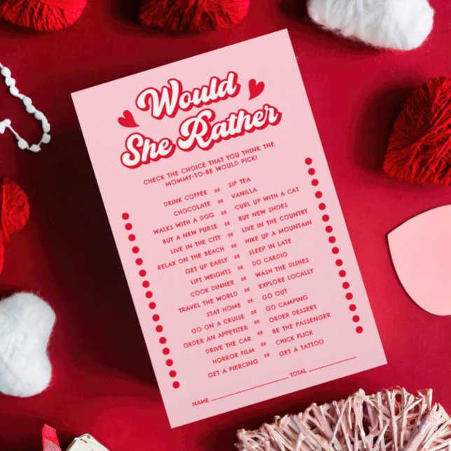Rosa Valentine Baby Shower, skulle hon hellre leka (Skapare uppladdad)