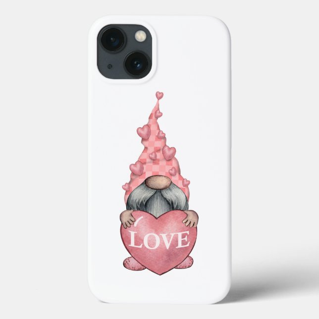 Rosa Valentine Gnome med Hearts Clipart (Baksida)