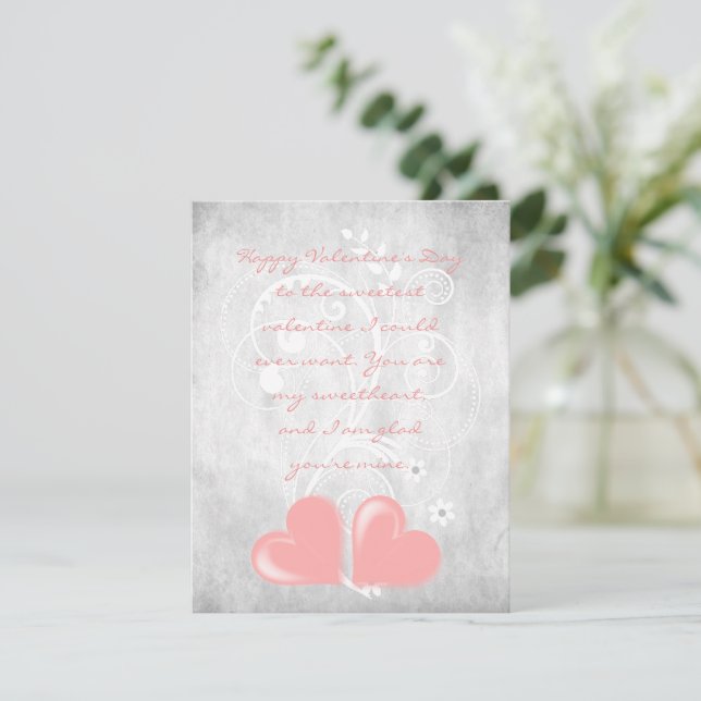 Rosa Valentine Hearts Flat Note Card Anteckningskort (Stående Fram)