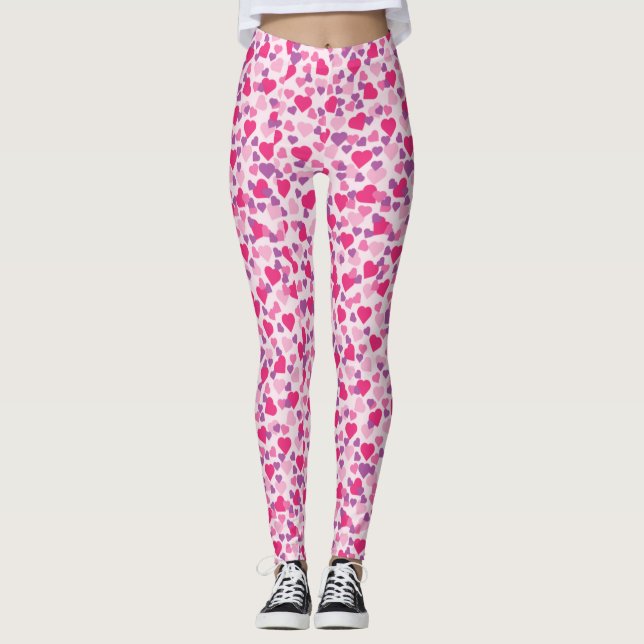 Rosa Valentine Hearts Leggings (Framsida)
