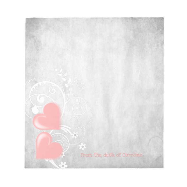 Rosa Valentine Hearts Personlig Anteckningsblock (Framsida)