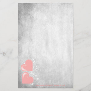 Rosa Valentine Hearts Personlig Stationery Brevpapper