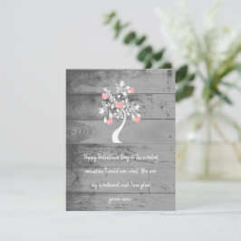 Rosa Valentine Hearts Träd Flat Note Card Anteckningskort