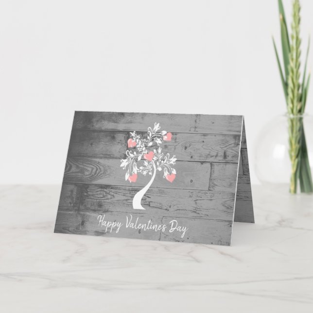 Rosa Valentine Hearts Träd Greeting Card Kort (Framsida)