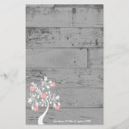Rosa Valentine Hearts Träd Personlig Stationery Brevpapper