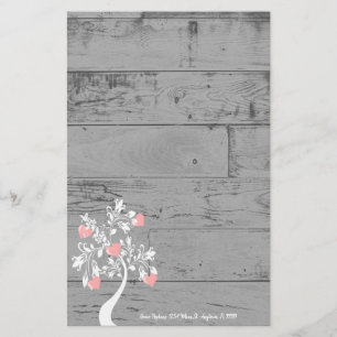 Rosa Valentine Hearts Träd Personlig Stationery Brevpapper