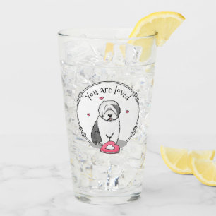 Rosa Valentine Old English Sheepdog Hund Grått 1 R Glaskopp