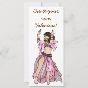 Rosa Valentines Belly Dancer Julkort