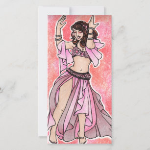 Rosa Valentines Belly Dancer Julkort