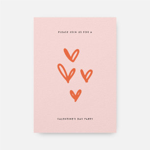 Rosa Valentines Day Hearts Julfest Inbjudningar
