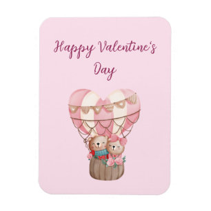 Rosa Valentines Day nalle luftballong Ca Magnet