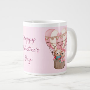 Rosa Valentines Day nalle luftballong Jumbo Mugg