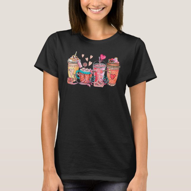 Rosa Valentines Drink Hett Coca Heart Lycklig Vale T Shirt (Framsida)