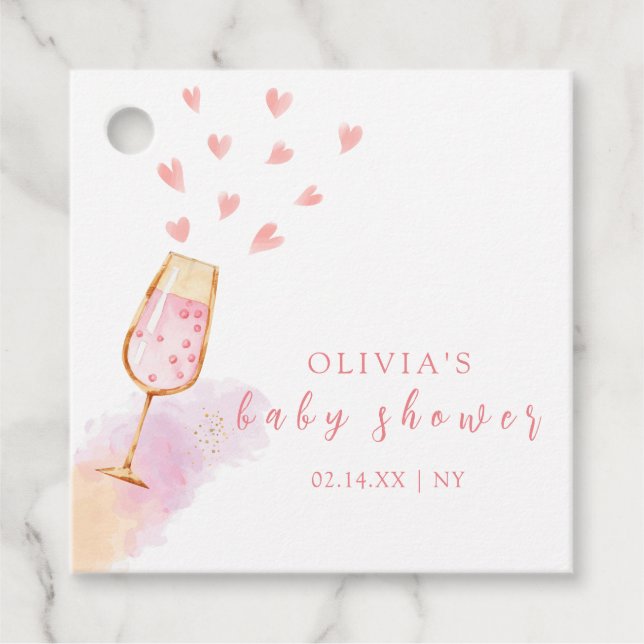 Rosa Valentines för  för babykläder Gåvor Etiketter (Framsida)