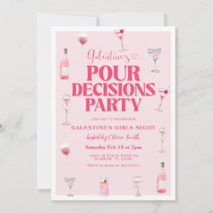 Rosa Valentines Galentine's Girls Night Party Inbjudningar