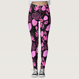 Rosa Valentines Mönster Leggings