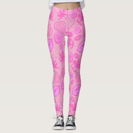 Rosa Valentines Mönster Leggings