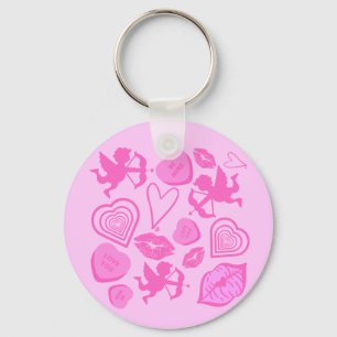 Rosa Valentines Mönster Nyckelring