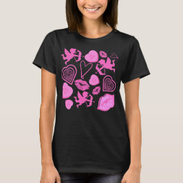 Rosa Valentines Mönster T Shirt