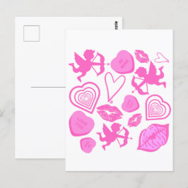 Rosa Valentines Mönster Vykort