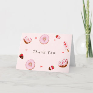 Rosa Valentines Sötnos Barn Shower Tack Kort