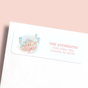 Rosa Valhaj Malmön Babyshower Adress Returadress Etikett