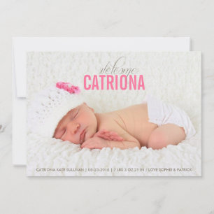 Rosa Välkommen Baby Photo Baby Birth Notice Meddelande