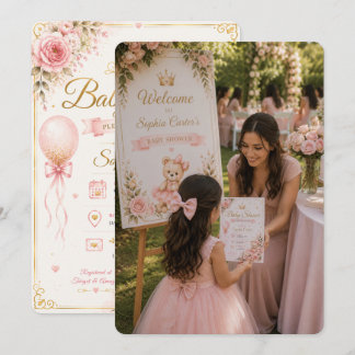 Rosa välkomstskylt för baby shower inbjudningar