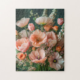 Rosa vallmo och drakmunsblommor pussel