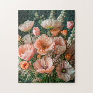 Rosa vallmo och drakmunsblommor pussel