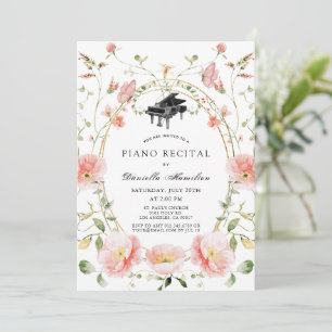 Rosa vallmo vildblomma piano vit konsert inbjudningar