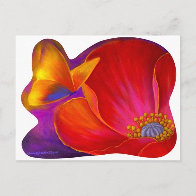 Rosa vallmoväxt fjäril - Multi Vykort (Framsida)