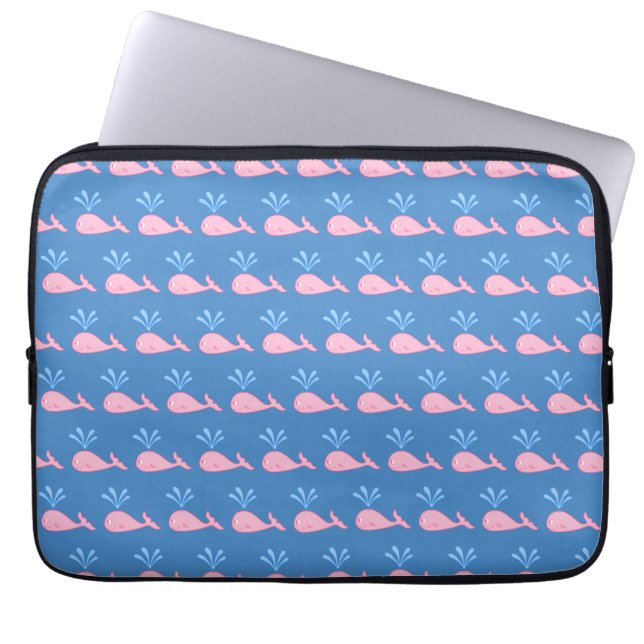 Rosa valmönster på Blue. Laptop Sleeve (Framsidan)