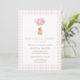 Rosa valp för baby shower av golden retriever inbjudningar