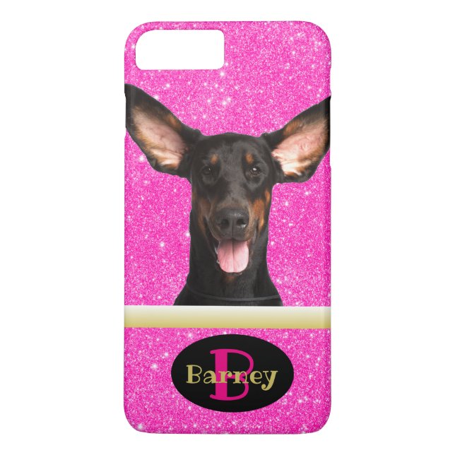 Rosa valp hundälskare anpassad fotonamn & monogram Case-Mate iPhone skal (Baksida)