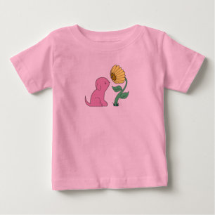 rosa valp och blomma t shirt