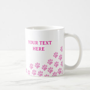 Rosa valp tassavtryck med anpassad text kaffemugg