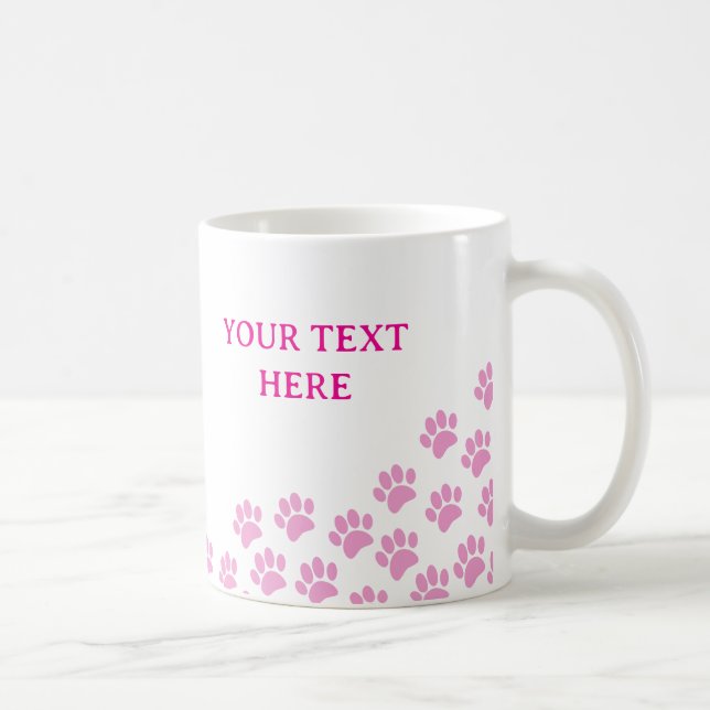 Rosa valp tassavtryck med anpassad text kaffemugg (Höger)