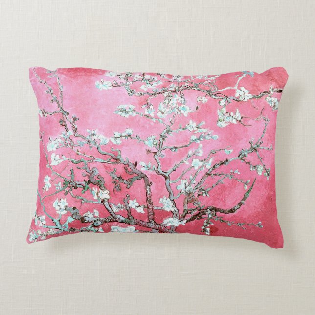 Rosa Van Gogh Almond Blommars Prydnadskudde (Baksidan)