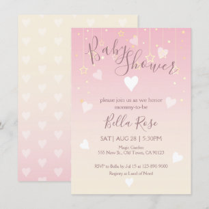 Rosa Vanilla Twinkle Little Star Baby Shower-kort Inbjudningar