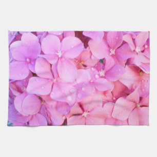 Rosa vanlig hortensia kökshandduk
