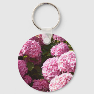 Rosa vanlig hortensia nyckelring