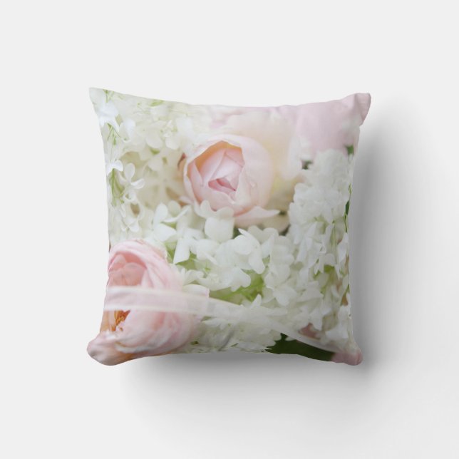 Rosa vanlig hortensiaband kudde (Framsida)